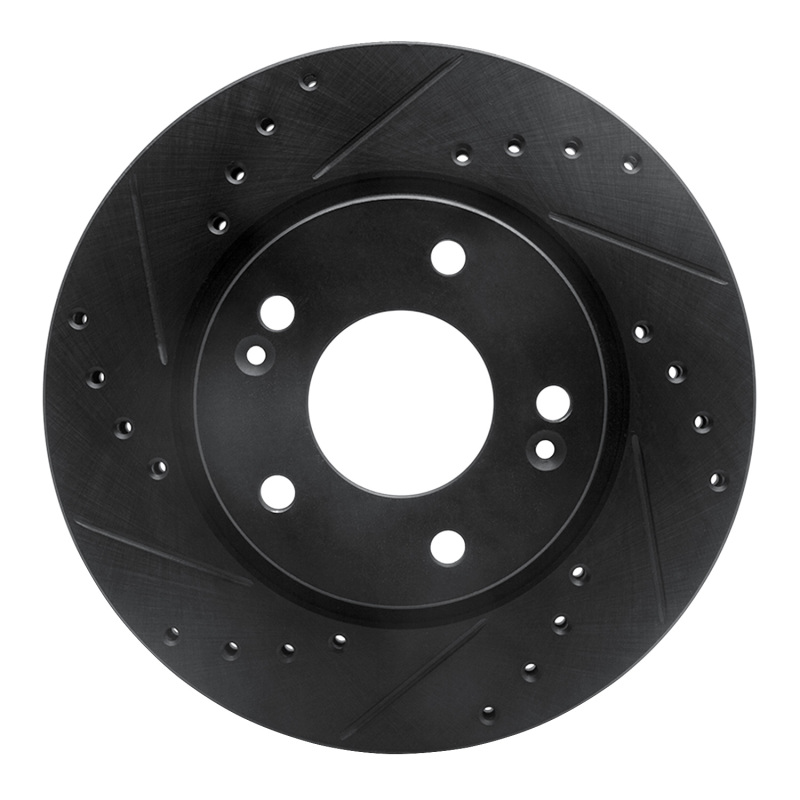 Hyundai Elantra Brake Rotor (1) - Front Left - R1 Concepts - Drilled & Slotted - Black - `07-`10